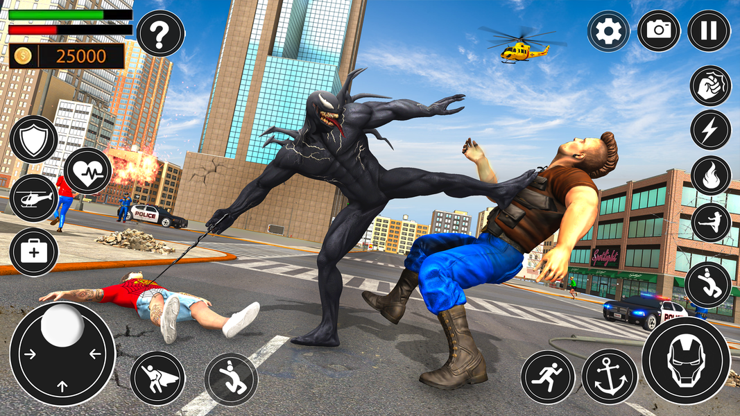 Black Spider Rope Hero Man - Gameplay image of android game