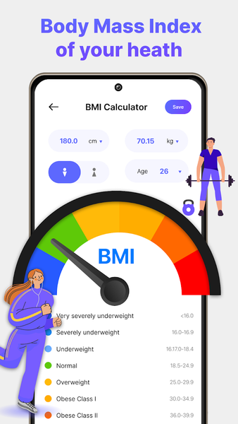 BMI Calculator: Track BMR, LBM - عکس برنامه موبایلی اندروید