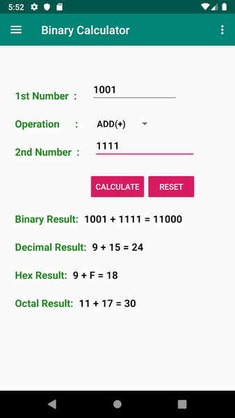 Binary Calculator - Image screenshot of android app