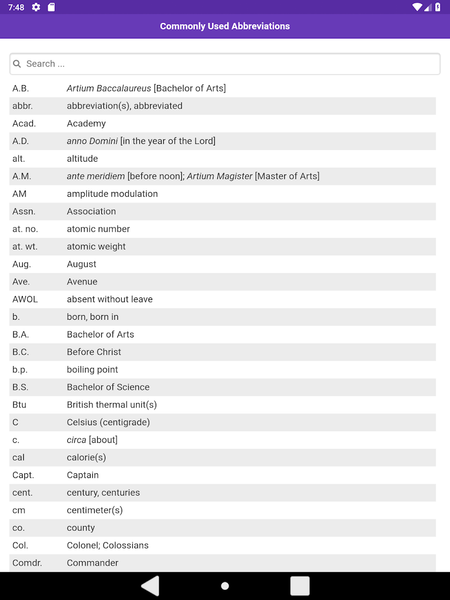Abbreviations - عکس برنامه موبایلی اندروید