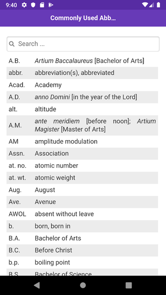 Abbreviations - عکس برنامه موبایلی اندروید