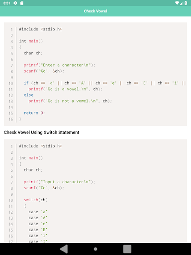 C Programming Code - عکس برنامه موبایلی اندروید