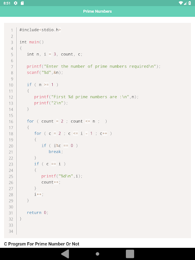 C Programming Code - عکس برنامه موبایلی اندروید