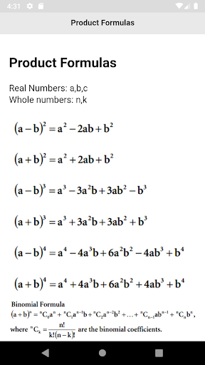 Math Formulas - عکس برنامه موبایلی اندروید