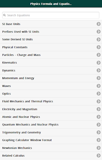 Physics Formulas - عکس برنامه موبایلی اندروید