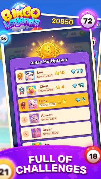 Bingo Legends - Gameplay image of android game