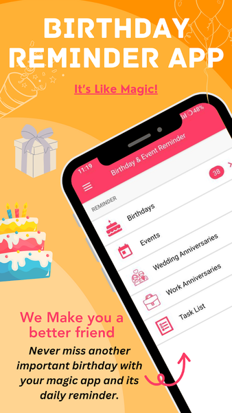 Birthdays: Reminder & Calendar - Image screenshot of android app