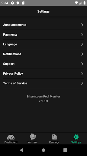 Bitcoin.com Mining Pool - عکس برنامه موبایلی اندروید