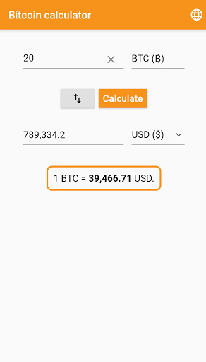 Bitcoin calculator - Image screenshot of android app