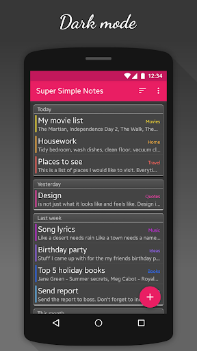 Notes (Super Simple Notes) - عکس برنامه موبایلی اندروید