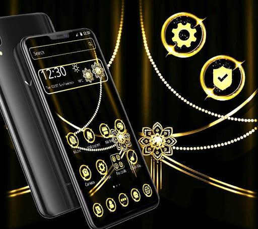 Black Gold Luxury Pearl Flower Theme - Image screenshot of android app