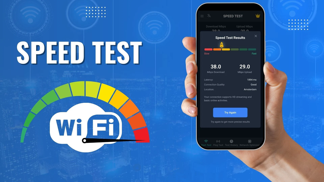 Speed Test - Wifi Optimizer - عکس برنامه موبایلی اندروید