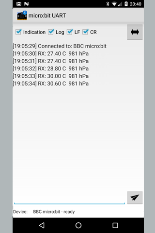 micro:bit UART Terminal - Image screenshot of android app