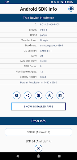 Android Device and SDK Info - عکس برنامه موبایلی اندروید