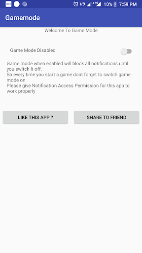 Game Mode - Block Notifications during Game Play - Image screenshot of android app