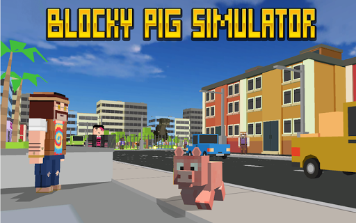 Blocky City Pig Simulator 3D - Gameplay image of android game