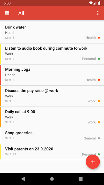 Tasks - what needs to be done - Image screenshot of android app