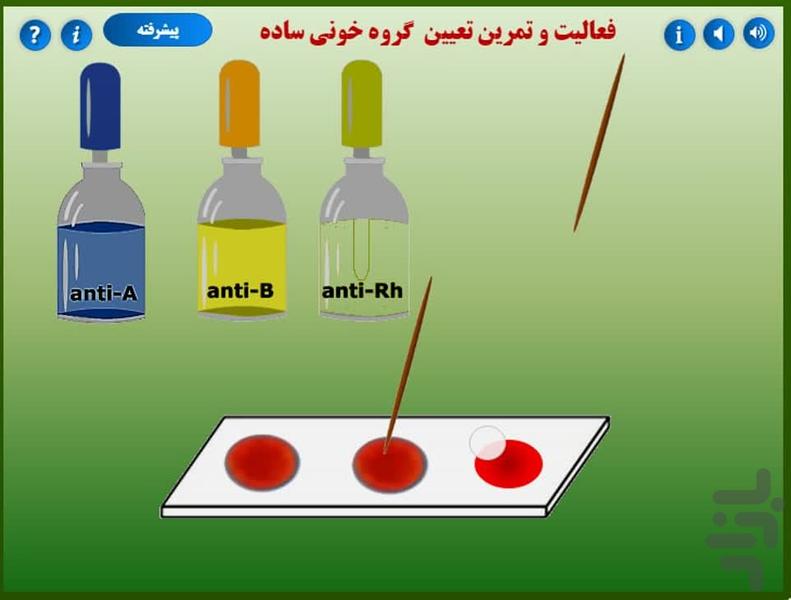 فعالیت تعاملی تعیین گروه خونی - عکس برنامه موبایلی اندروید