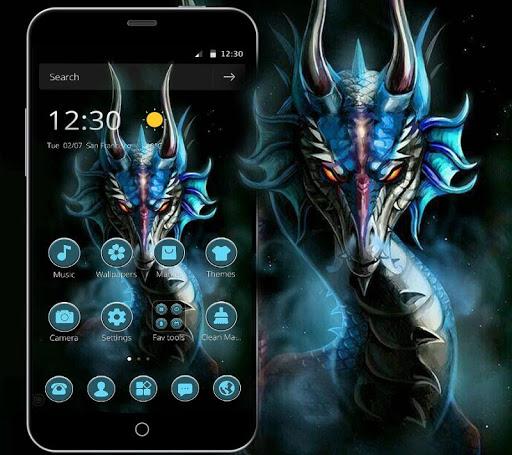 Blue Neon Smoke Dragon Theme - Image screenshot of android app