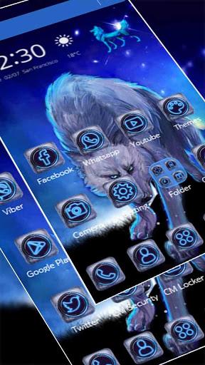 Blue Night Wolf Theme - Image screenshot of android app