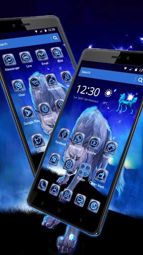 Blue Night Wolf Theme - Image screenshot of android app