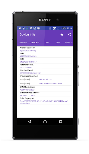 Device Info - عکس برنامه موبایلی اندروید