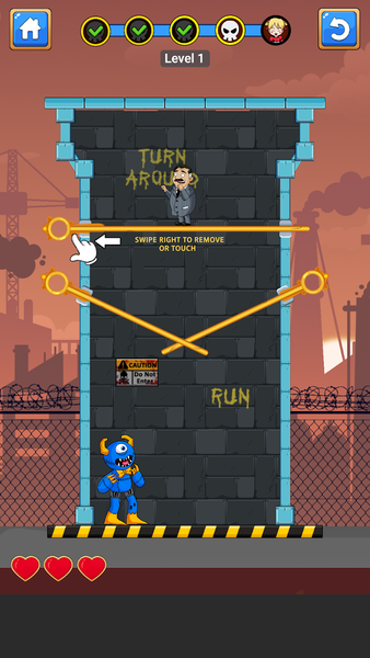 Blue Monster Pull Pin - Gameplay image of android game