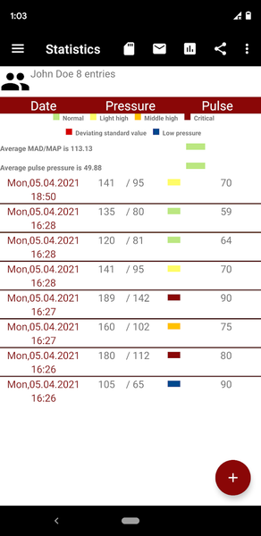 Blood pressure Diary App - Image screenshot of android app