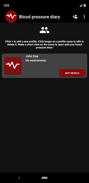 Blood pressure Diary App - Image screenshot of android app