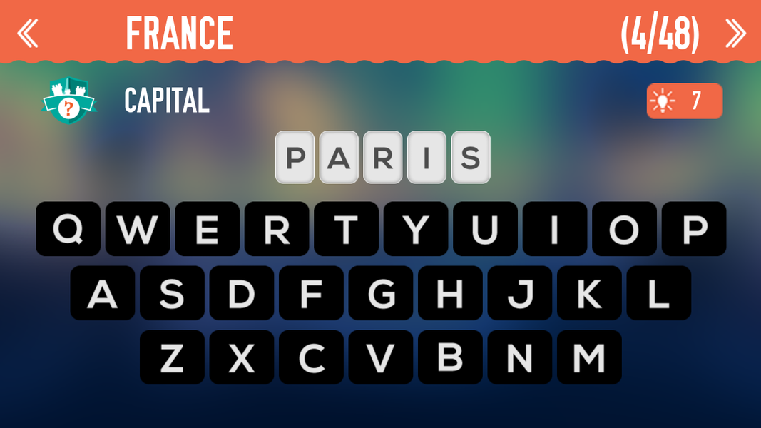 Quiz: Find the Capital - Gameplay image of android game