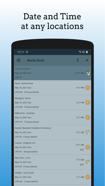 World Clock - TimeZone Widget - Image screenshot of android app