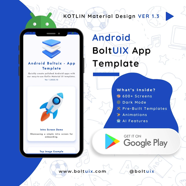 Kotlin Material UIX Template - عکس برنامه موبایلی اندروید