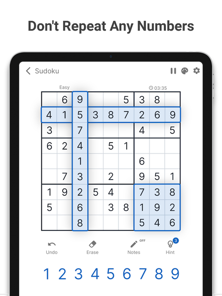 Sudoku - Gameplay image of android game