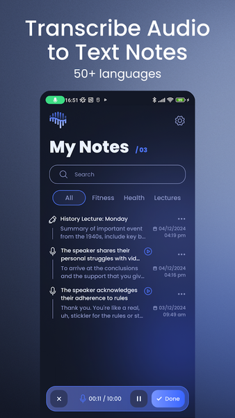 Braindump: Voice Memos & Notes - عکس برنامه موبایلی اندروید