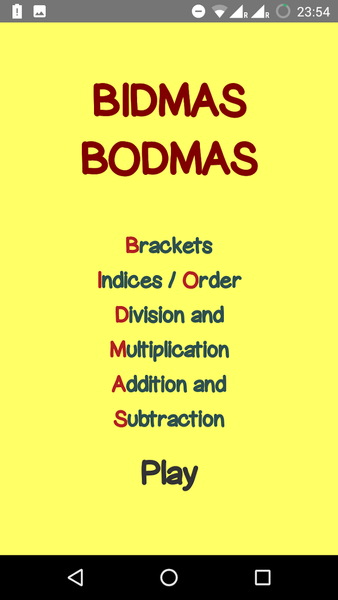 Bidmas Bodmas - Gameplay image of android game