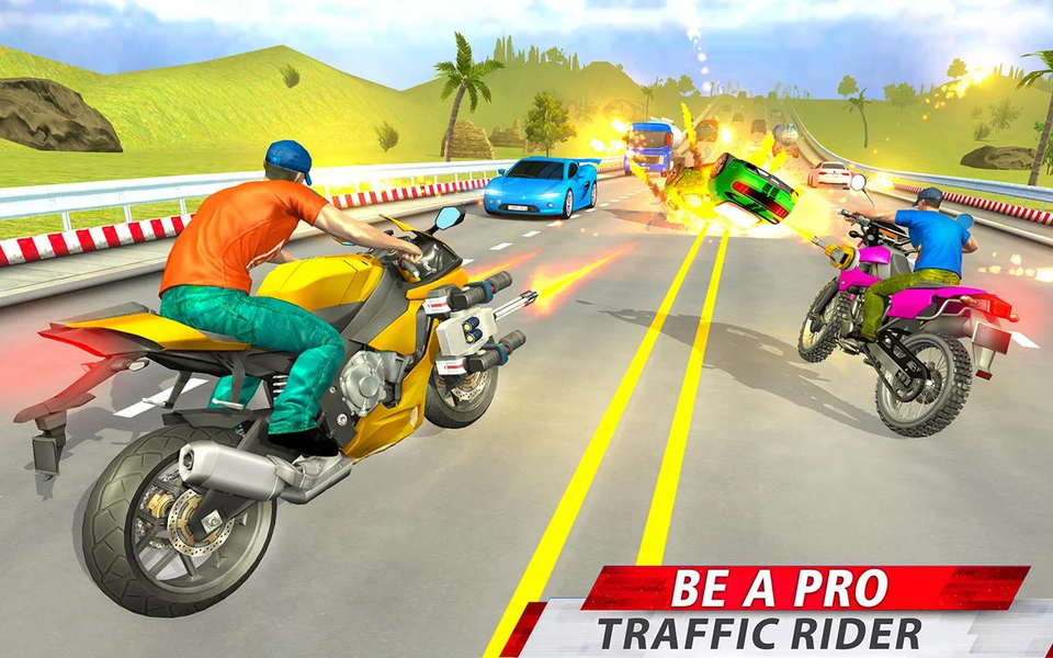 Bike racing: 3D Shooting game - Gameplay image of android game