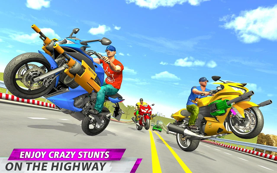 Bike racing: 3D Shooting game - Gameplay image of android game