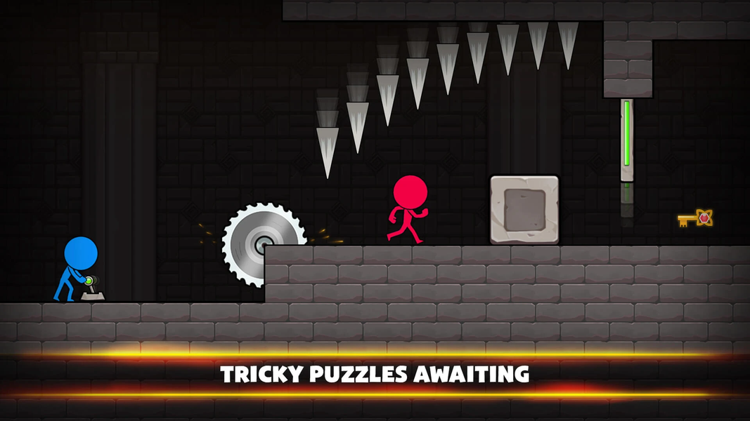 Red & Blue Stickman: Adventure - Gameplay image of android game