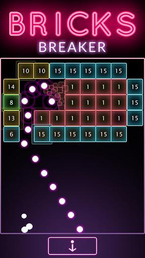 Bricks Breaker Glow - Challenging Brick Free Games - Gameplay image of android game