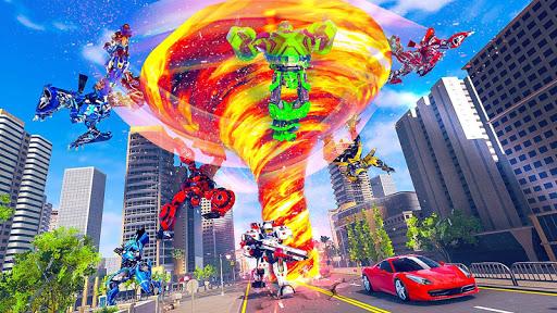 Tornado Robot Car Transform: Hurricane Robot Games - Gameplay image of android game