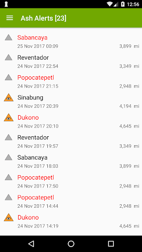Volcanoes: Map, Alerts & Ash Clouds - Image screenshot of android app