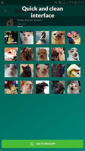 Broken Animal Meme Stickers WAStickerApps - Image screenshot of android app