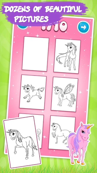 Unicorn Kids Coloring Book - Gameplay image of android game