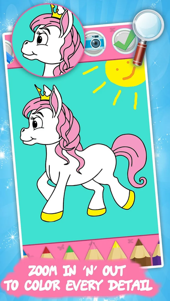 Unicorn Kids Coloring Book - Gameplay image of android game
