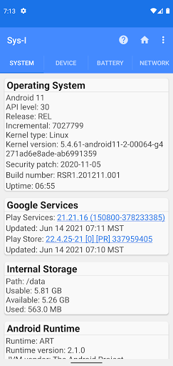 Sys-I: Android System Info - عکس برنامه موبایلی اندروید