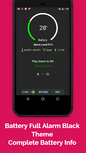 Full Battery Alarm Battery Low Alarm Battery Info - Image screenshot of android app