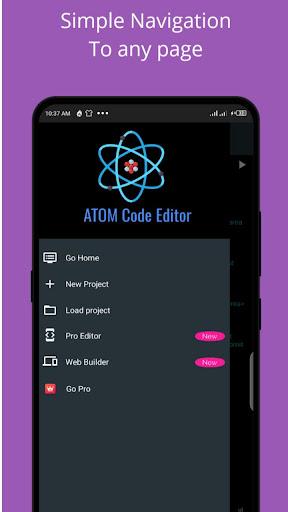Atom: code editor HTML CSS JS - عکس برنامه موبایلی اندروید