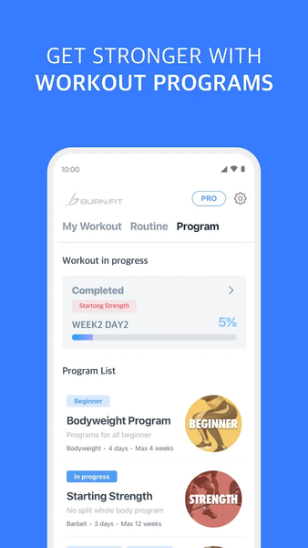 BurnFit - Workout Plan & Log - Image screenshot of android app