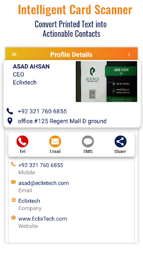 Business Card Scanner & Reader - Free Card Reader - عکس برنامه موبایلی اندروید