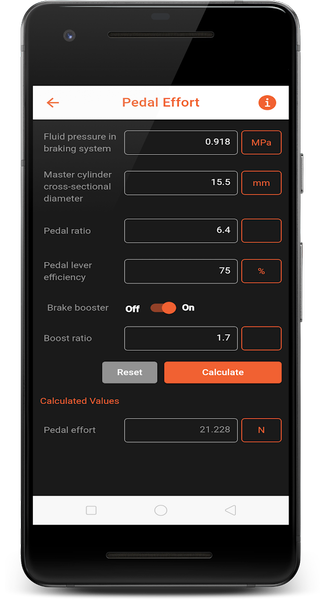 Brakes Calculator - عکس برنامه موبایلی اندروید